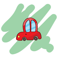 Wall Mural - Funny red car T-Shirt illustration