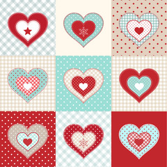 Canvas Print - Set of decorative red hearts, illustration