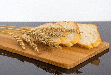 fresh bread on the wooden board