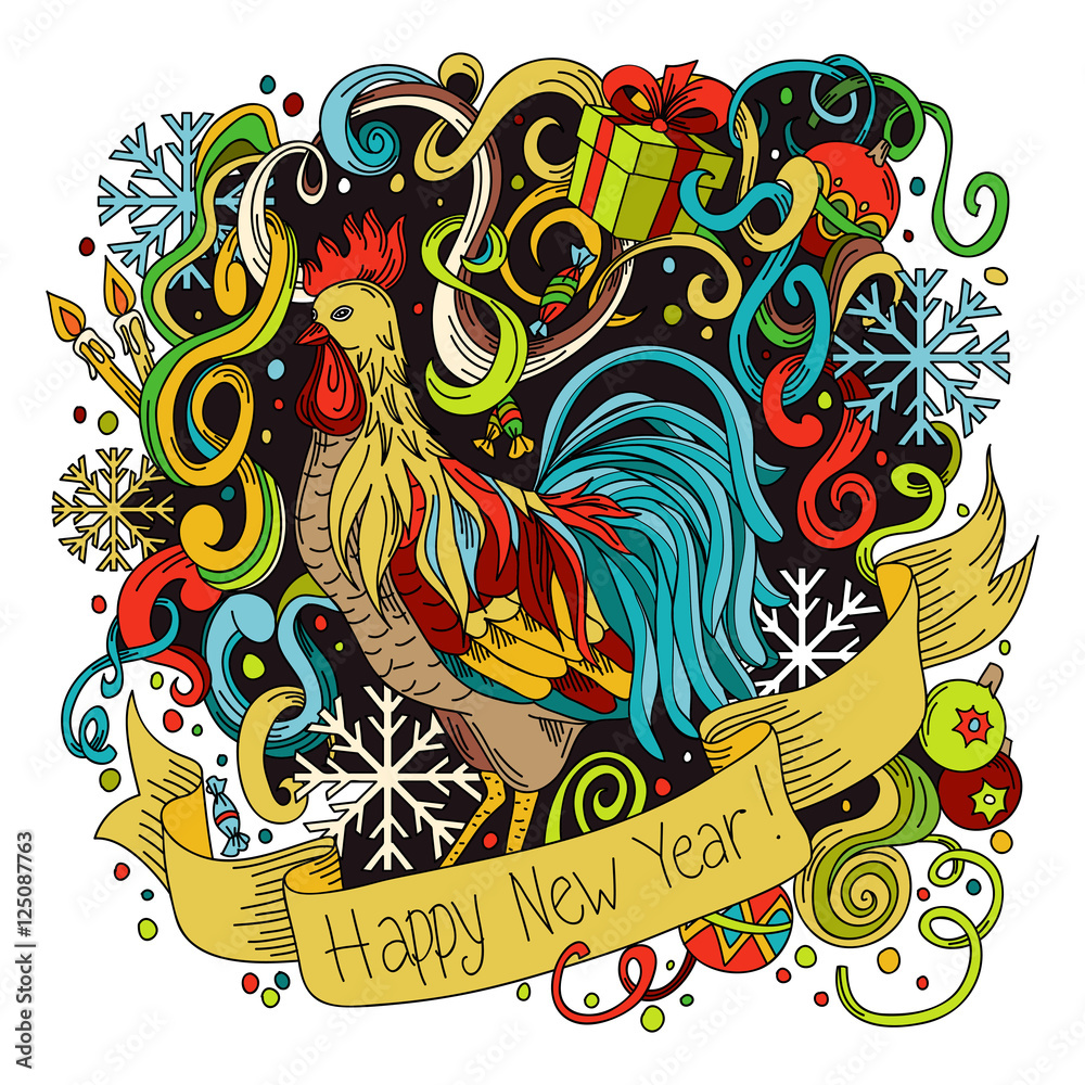 Symbol of chinese new year rooster. - obrazy, fototapety, plakaty 