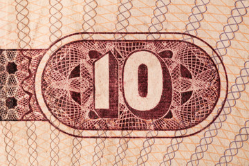 defensive pattern with the denomination number of old banknotes