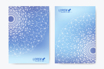 Poster - Modern vector template for brochure, Leaflet, flyer, cover, magazine or annual report. A4 size. Business, science, medicine and technology design book layout. Abstract presentation with molecule.