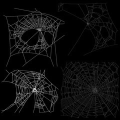Wall Mural - four white spider webs illustration