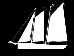 Sticker - white boat with three sails