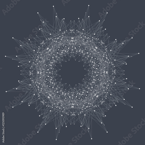 Fotografie, Obraz Geometric abstract round form with connected line and dots