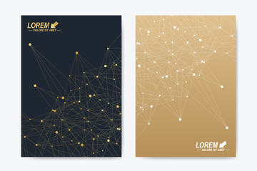Poster - Modern vector template for brochure, Leaflet, flyer, advert, cover, magazine or annual report. A4 size. Business, science, medical design book layout. Abstract presentation compounds lines and dots.