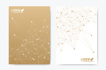Poster - Modern vector template for brochure, Leaflet, flyer, advert, cover, magazine or annual report. A4 size. Business, science, medical design book layout. Abstract presentation compounds lines and dots.