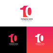 10 logo icon flat and vector design template. Monogram numbers one and zero. Logotype ten with gradient color. Creative vision concept logo, elements, sign, symbol for card, brand, banners.