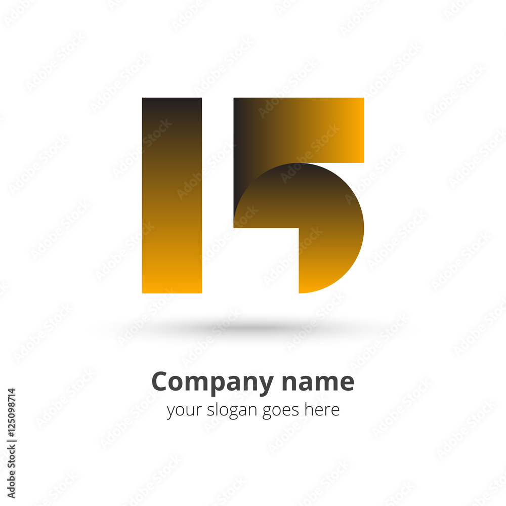 15 logo icon flat and vector design template. Monogram numbers one and ...