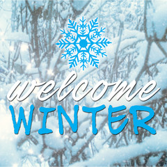 Wall Mural - Blurred image with welcome winter message