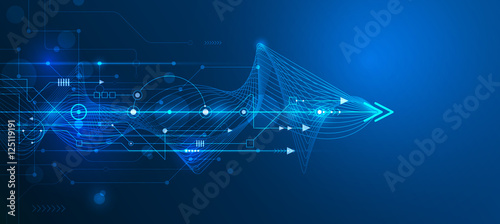 Fotomural Vector Abstract futuristic circuit board and mesh line, Illustration high computer and Communication technology on blue color background