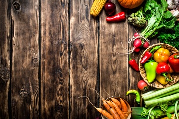 Canvas Print - Fresh vegetables with herbs.