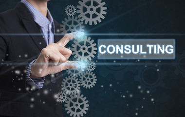 Aufkleber - Businessman hand select wording consulting. sign on virtual screen. business concept.