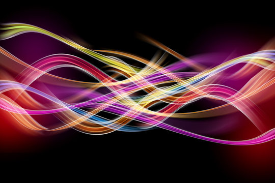Abstract background powerful effect lighting. Colorful blurred waves design. Glowing template for your creative graphics.