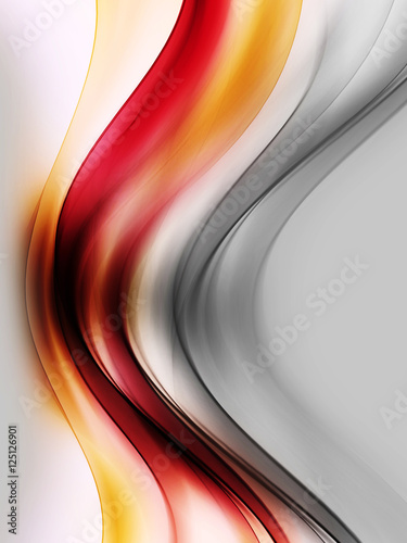 Naklejka na drzwi Red grey orange waves art. Blurred effect background. Abstract creative graphic design. Decorative fractal style.