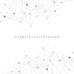 Fototapete - Geometric abstract background with connected line and dots. Graphic background for your design. Vector illustration.