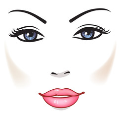 Wall Mural - Beauty Woman Face, Beautiful Girl Vector Portrait