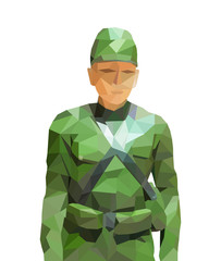 Wall Mural - polygon soldier army. low poly illustration. 