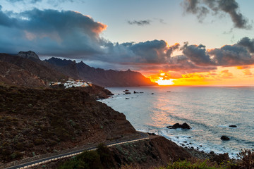 Wall Mural - Beautiful sunset over Atlantic Ocean, Canary Islands, Tenerife, Spain