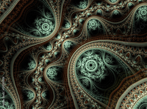 Plakat Abstrakcjonistyczny fractal tło na czerni