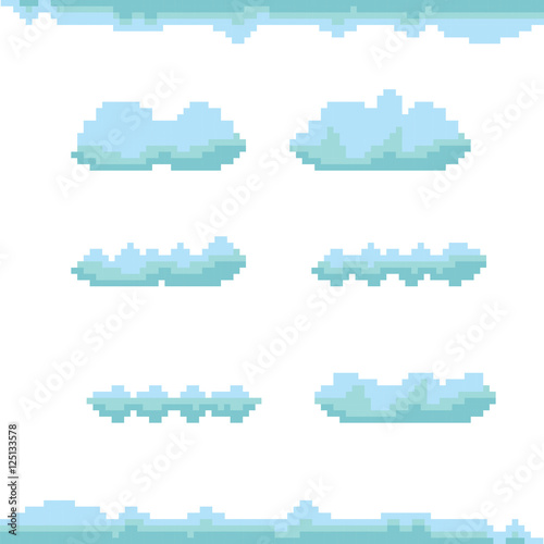 vector sky with clouds pixel art background. - Buy this stock vector ...