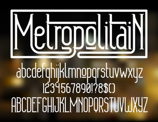 Wall Mural - Metropolitain font. Minimalistic typeface