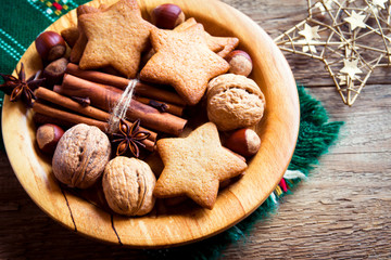 Poster - Christmas cookies, spices and nuts