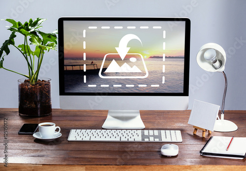 Desktop Computer On Office Desk Mockup 1 Buy This Stock Template