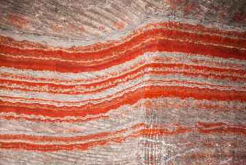 Underground multicolor fragment of wall in potassium salt mine w