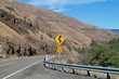 Road Sign on Curving Mountain Road in eastern Oregon, USA