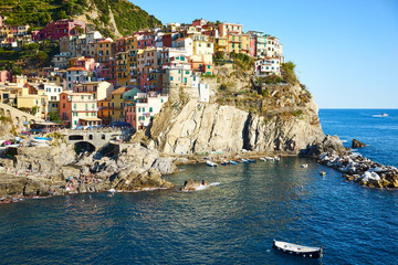 Wall Mural - Famous town of Manarola in Cinque Terre / Colorful houses of Liguria