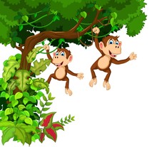 Happy Monkey Cartoon Hinging