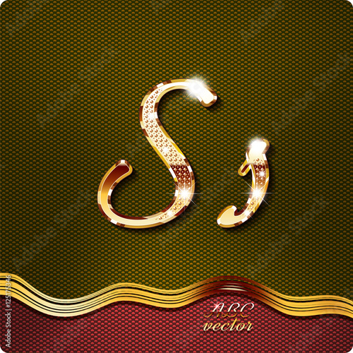 This Stylish Gold Cursive Letters There Are Inlaid With A Capital S And The Lowercase Letter S They Have Shadows And Highlights Stock Vector Adobe Stock