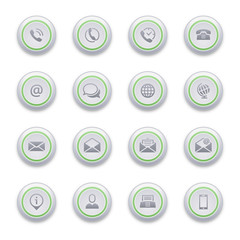Fototapete - Contact icons buttons set green