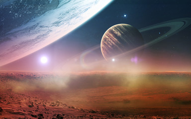 Wall Mural - abstract scientific background - planets in space, nebula and stars. elements of this image furnishe