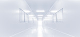 Fototapeta Perspektywa 3d - modern interior science lab with lighting from gateway
