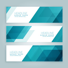 three business style set of web banners in blue color