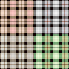 Poster - Isolated abstract colorful checkered background. Hipster shirt fabric pattern. Pink,green and purple color squares backdrop. Decorative seamless plaid texture. Vector illustration.