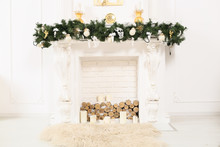 Decorated Elegant Christmas Fireplace