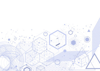 Wall Mural - the science and mathematics abstract background with circles, cube, triangles and a lot of lines. sa