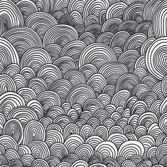  Seamless pattern with circular, radial, linear, wavy lines. Sea,