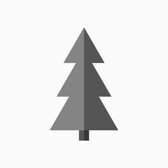 Wall Mural - Christmas tree sign. Simple cartoon icon. Black template silhouette, isolated on white background. Flat design. Symbol of holiday, winter, Christmas, New Year celebration. Vector illustration