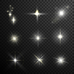 stars and sparkles - collection of design elements on half-transparent background - eps10 vector