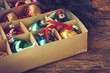 set of vintage Christmas decoration in box