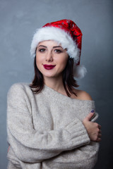 Wall Mural - woman in christmas hat