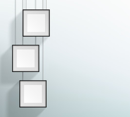 Poster - vector 3 blank black realistic square hanging frames design