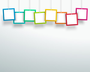 Vector 3d Blank Colourful Square Frames Hanging Design A