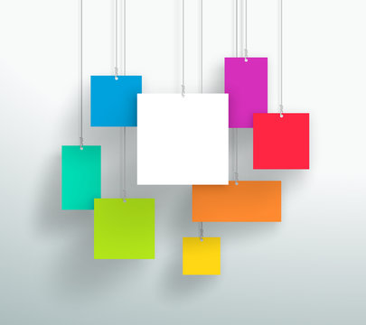 Vector 3d Blank Colourful Square Boxes Hanging Design