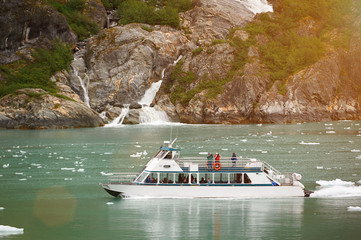 boat tour watching glacier