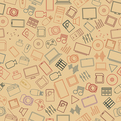 Fototapete - Seamless background from a set of digital devices, vector illustration.